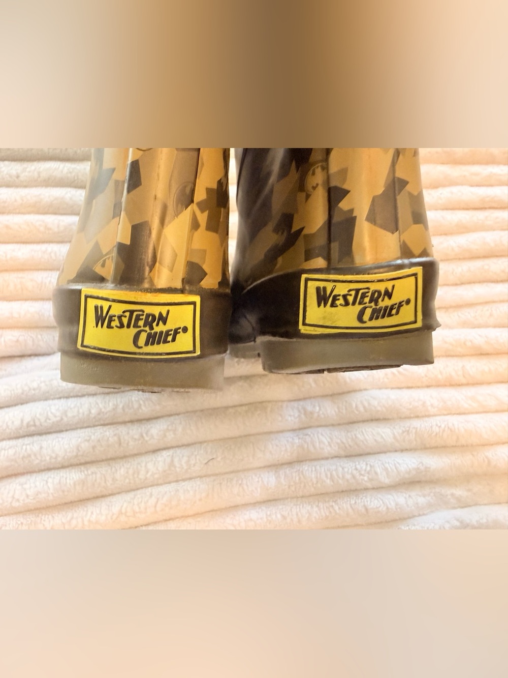 Western Chief BatMan Yellow and Olive Camo Kids Rain Boots - Picture 6 of 7
